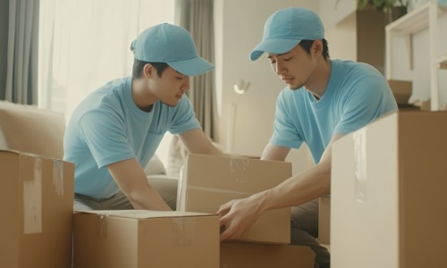 引越し作業をする男性作業員